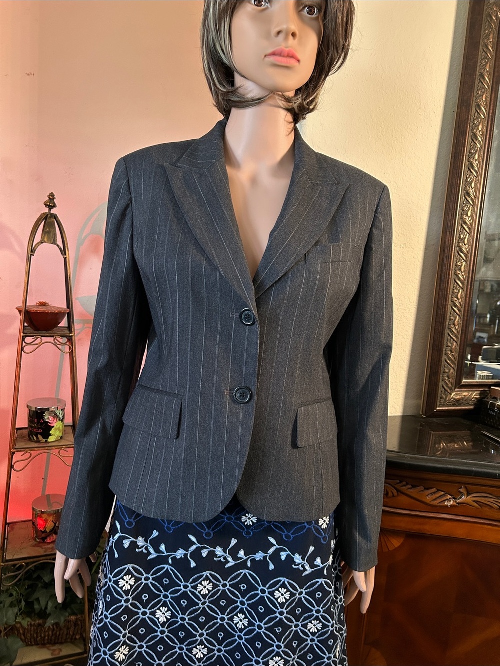 Michael Kors Charcoal Pinstripe Two-Button Blazer